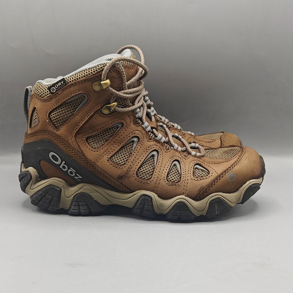 Oboz BDry Waterproof Brown Leather Hiking Boots Camping Shoes Women's